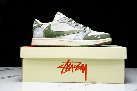 Travis Scott AJ1 Low x Stussy 'Green Grey' (Custom)