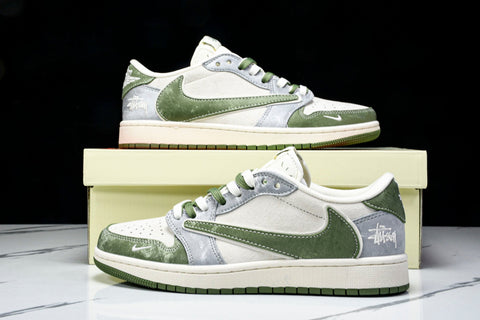 Travis Scott AJ1 Low x Stussy 'Green Grey' (Custom)