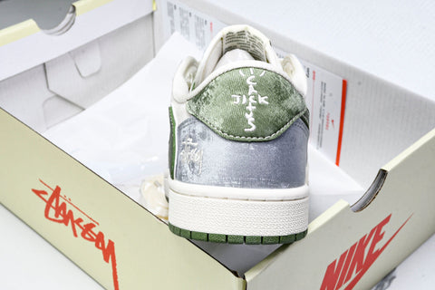 Travis Scott AJ1 Low x Stussy 'Green Grey' (Custom)