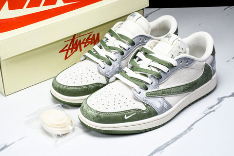 Travis Scott AJ1 Low x Stussy 'Green Grey' (Custom)