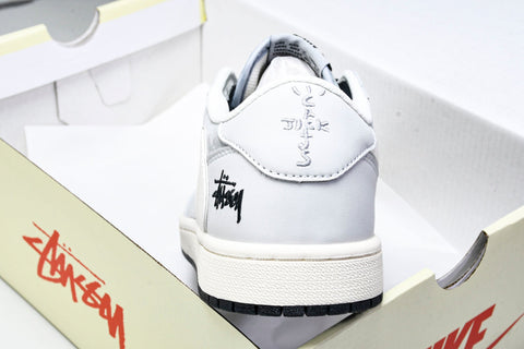 Travis Scott AJ1 Low x Stussy 'Silver Grey' (Custom)