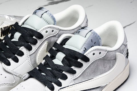 Travis Scott AJ1 Low x Stussy 'Silver Grey' (Custom)