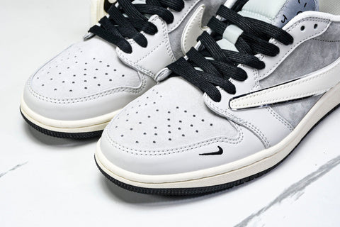 Travis Scott AJ1 Low x Stussy 'Silver Grey' (Custom)