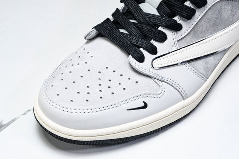 Travis Scott AJ1 Low x Stussy 'Silver Grey' (Custom)