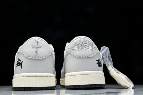 Travis Scott AJ1 Low x Stussy 'Silver Grey' (Custom)