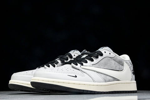 Travis Scott AJ1 Low x Stussy 'Silver Grey' (Custom)