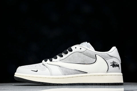 Travis Scott AJ1 Low x Stussy 'Silver Grey' (Custom)