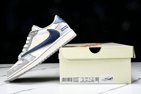 Travis Scott AJ1 Low x Supreme 'Grey Navy' (Custom)