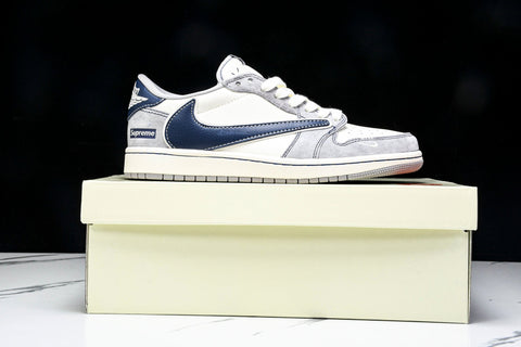 Travis Scott AJ1 Low x Supreme 'Grey Navy' (Custom)