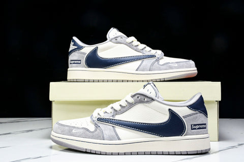 Travis Scott AJ1 Low x Supreme 'Grey Navy' (Custom)