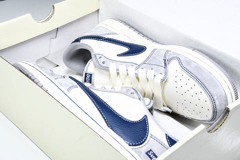 Travis Scott AJ1 Low x Supreme 'Grey Navy' (Custom)