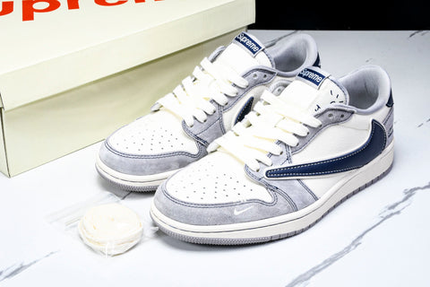 Travis Scott AJ1 Low x Supreme 'Grey Navy' (Custom)