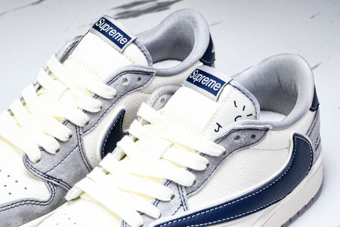 Travis Scott AJ1 Low x Supreme 'Grey Navy' (Custom)