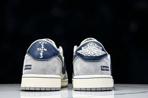 Travis Scott AJ1 Low x Supreme 'Grey Navy' (Custom)