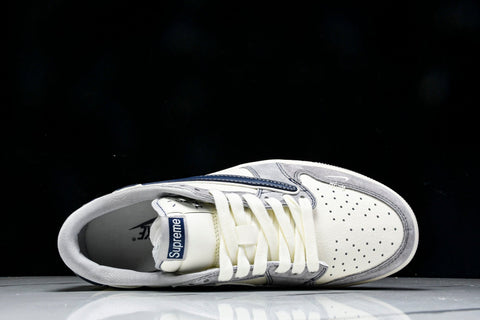 Travis Scott AJ1 Low x Supreme 'Grey Navy' (Custom)