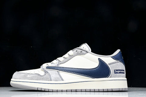 Travis Scott AJ1 Low x Supreme 'Grey Navy' (Custom)