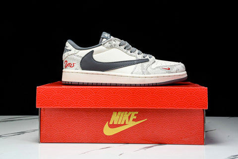Travis Scott AJ1 Low x Year of The Snake 'White Grey' (Custom)