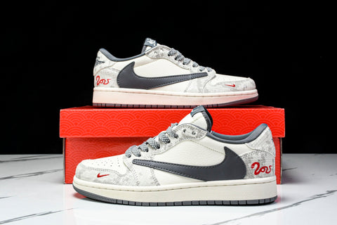 Travis Scott AJ1 Low x Year of The Snake 'White Grey' (Custom)