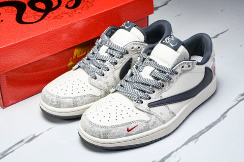 Travis Scott AJ1 Low x Year of The Snake 'White Grey' (Custom)