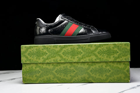 Guссi Ace Web 'Glossy Black Monogram'