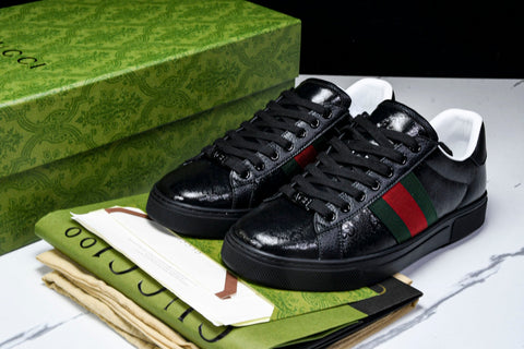 Guссi Ace Web 'Glossy Black Monogram'