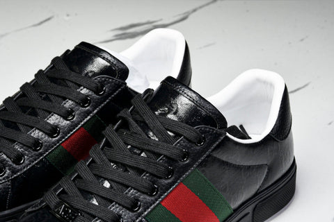 Guссi Ace Web 'Glossy Black Monogram'