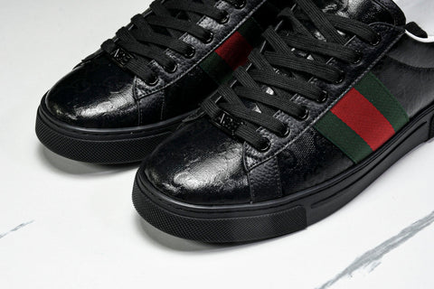 Guссi Ace Web 'Glossy Black Monogram'