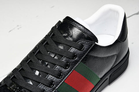 Guссi Ace Web 'Glossy Black Monogram'