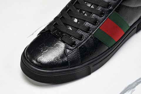 Guссi Ace Web 'Glossy Black Monogram'