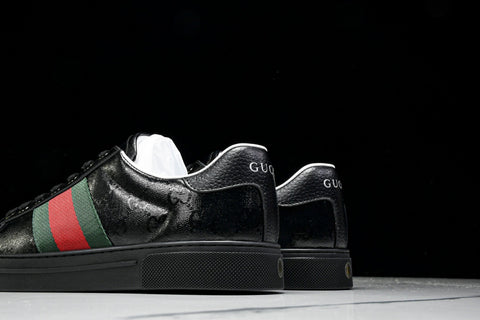 Guссi Ace Web 'Glossy Black Monogram'