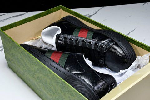 Guссi Ace Web 'Glossy Black Monogram'