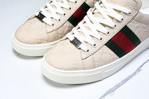 Guссi Ace Web 'Embossed Beige Monogram'