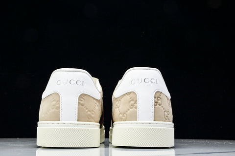 Guссi Ace Web 'Embossed Beige Monogram'