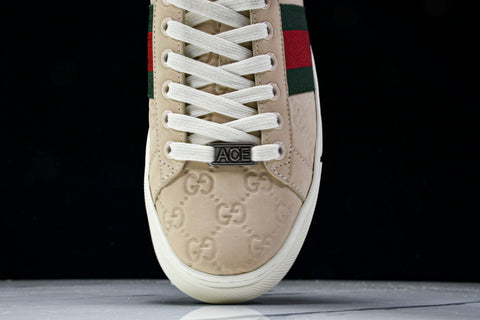 Guссi Ace Web 'Embossed Beige Monogram'