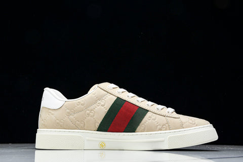 Guссi Ace Web 'Embossed Beige Monogram'