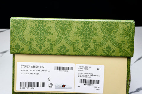 Guссi Ace Web 'Embossed White Monogram'