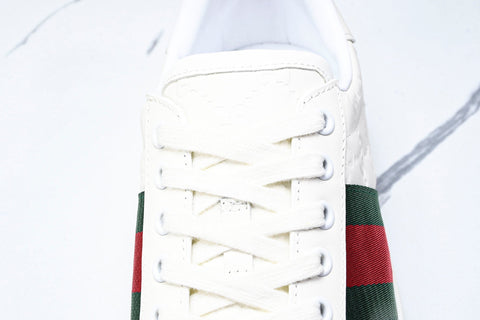 Guссi Ace Web 'Embossed White Monogram'