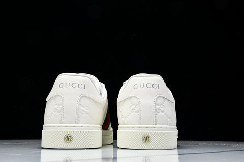 Guссi Ace Web 'Embossed White Monogram'