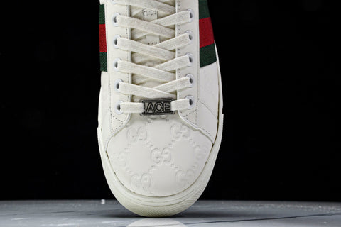 Guссi Ace Web 'Embossed White Monogram'