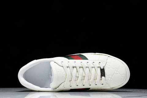 Guссi Ace Web 'Embossed White Monogram'