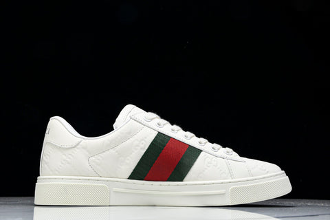 Guссi Ace Web 'Embossed White Monogram'