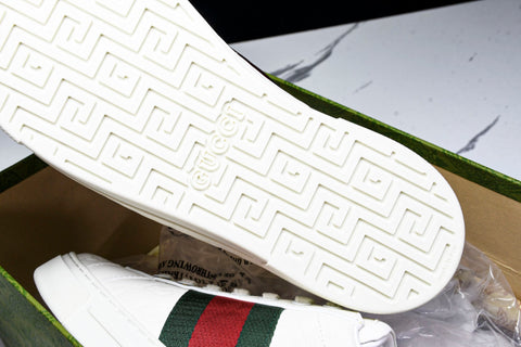 Guссi Ace Web 'Embossed White Monogram'