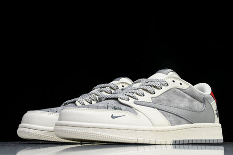 Travis Scott AJ1 Low x Stussy 'Grey White Red' (Custom)