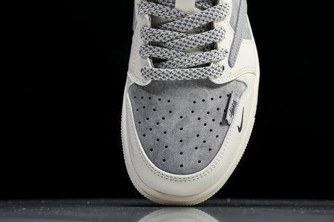 Travis Scott AJ1 Low x Stussy 'Grey White Red' (Custom)