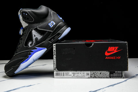AJ5 Retro x Awake NY 'Black Racer Blue'