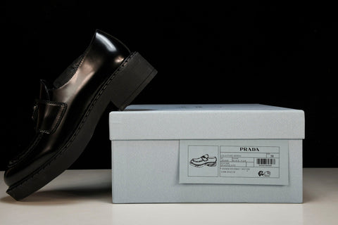 Prada Chocolate Patent Loafers 'Black'