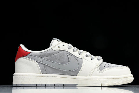 Travis Scott AJ1 Low x Stussy 'Grey White Red' (Custom)