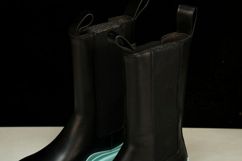 Вottega Veneta Tire Chelsea Boots 'Black Teal Blue'